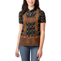 Traditional German Costume - Lederhosen Women Polo Shirt Folk Floral Pattern Style - Wonder Print Shop