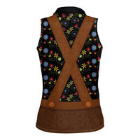 Traditional German Costume - Lederhosen Women Sleeveless Polo Shirt Folk Floral Pattern Style - Wonder Print Shop