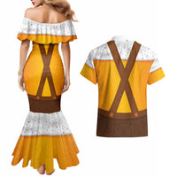 Traditional German Costume - Lederhosen Couples Matching Mermaid Dress and Hawaiian Shirt Oktoberfest Beer Head Funny Style