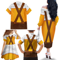 Traditional German Costume - Lederhosen Family Matching Off The Shoulder Long Sleeve Dress and Hawaiian Shirt Oktoberfest Beer Head Funny Style