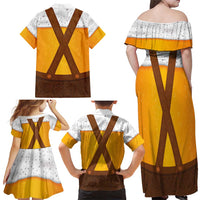 Traditional German Costume - Lederhosen Family Matching Off Shoulder Maxi Dress and Hawaiian Shirt Oktoberfest Beer Head Funny Style - Wonder Print Shop