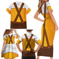 Traditional German Costume - Lederhosen Family Matching Short Sleeve Bodycon Dress and Hawaiian Shirt Oktoberfest Beer Head Funny Style - Wonder Print Shop