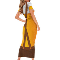 Traditional German Costume - Lederhosen Family Matching Short Sleeve Bodycon Dress and Hawaiian Shirt Oktoberfest Beer Head Funny Style - Wonder Print Shop