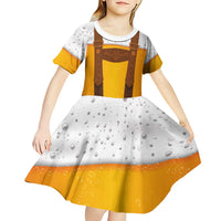 Traditional German Costume - Lederhosen Kid Short Sleeve Dress Oktoberfest Beer Head Funny Style - Wonder Print Shop