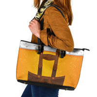 Traditional German Costume - Lederhosen Leather Tote Bag Oktoberfest Beer Head Funny Style