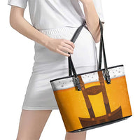 Traditional German Costume - Lederhosen Leather Tote Bag Oktoberfest Beer Head Funny Style