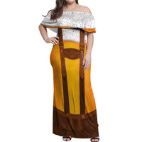 Traditional German Costume - Lederhosen Off Shoulder Maxi Dress Oktoberfest Beer Head Funny Style - Wonder Print Shop