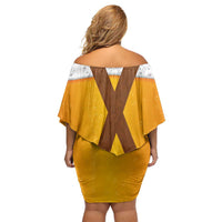 Traditional German Costume - Lederhosen Off Shoulder Short Dress Oktoberfest Beer Head Funny Style - Wonder Print Shop