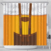 Traditional German Costume - Lederhosen Shower Curtain Oktoberfest Beer Head Funny Style - Wonder Print Shop