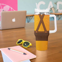 Traditional German Costume - Lederhosen Tumbler With Handle Oktoberfest Beer Head Funny Style - Wonder Print Shop