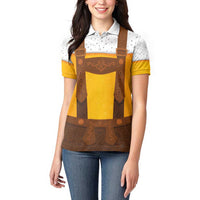 Traditional German Costume - Lederhosen Women Polo Shirt Oktoberfest Beer Head Funny Style - Wonder Print Shop