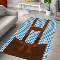 Traditional German Costume - Lederhosen Area Rug Blue Plaid Pattern with Edelweiss Flowers - Wonder Print Shop