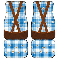 Traditional German Costume - Lederhosen Car Mats Blue Plaid Pattern with Edelweiss Flowers - Wonder Print Shop