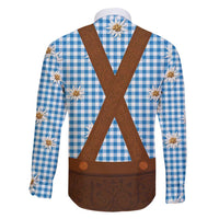 Traditional German Costume - Lederhosen Family Matching Tank Maxi Dress and Hawaiian Shirt Blue Plaid Pattern with Edelweiss Flowers - Wonder Print Shop