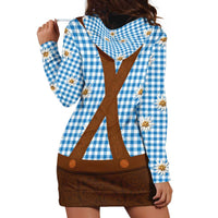 Traditional German Costume - Lederhosen Hoodie Dress Blue Plaid Pattern with Edelweiss Flowers - Wonder Print Shop
