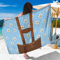 Traditional German Costume - Lederhosen Sarong Blue Plaid Pattern with Edelweiss Flowers - Wonder Print Shop