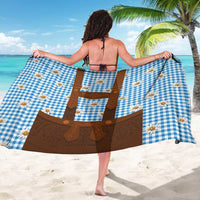 Traditional German Costume - Lederhosen Sarong Blue Plaid Pattern with Edelweiss Flowers - Wonder Print Shop