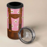 Traditional German Costume - Lederhosen 4 in 1 Can Cooler Tumbler Red Plaid Pattern with Edelweiss Flowers - Wonder Print Shop
