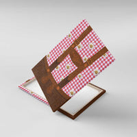 Traditional German Costume - Lederhosen Canvas Wall Art Red Plaid Pattern with Edelweiss Flowers - Wonder Print Shop