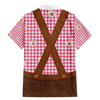 Traditional German Costume - Lederhosen Family Matching Mermaid Dress and Hawaiian Shirt Red Plaid Pattern with Edelweiss Flowers - Wonder Print Shop