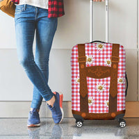 Traditional German Costume - Lederhosen Luggage Cover Red Plaid Pattern with Edelweiss Flowers - Wonder Print Shop