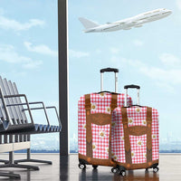 Traditional German Costume - Lederhosen Luggage Cover Red Plaid Pattern with Edelweiss Flowers - Wonder Print Shop