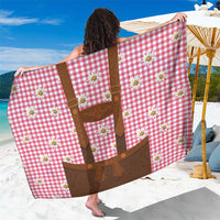 Traditional German Costume - Lederhosen Sarong Red Plaid Pattern with Edelweiss Flowers - Wonder Print Shop