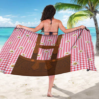 Traditional German Costume - Lederhosen Sarong Red Plaid Pattern with Edelweiss Flowers - Wonder Print Shop