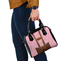 Traditional German Costume - Lederhosen Shoulder Handbag Red Plaid Pattern with Edelweiss Flowers - Wonder Print Shop