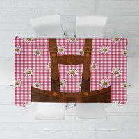 Traditional German Costume - Lederhosen Tablecloth Red Plaid Pattern with Edelweiss Flowers - Wonder Print Shop