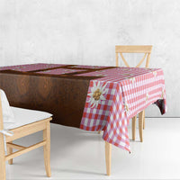 Traditional German Costume - Lederhosen Tablecloth Red Plaid Pattern with Edelweiss Flowers - Wonder Print Shop