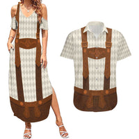 Traditional German Costume - Lederhosen Couples Matching Summer Maxi Dress and Hawaiian Shirt Old Vintage Bavarian Pattern