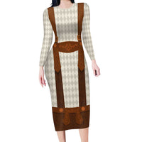 Traditional German Costume - Lederhosen Family Matching Long Sleeve Bodycon Dress and Hawaiian Shirt Old Vintage Bavarian Pattern - Wonder Print Shop