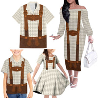 Traditional German Costume - Lederhosen Family Matching Off The Shoulder Long Sleeve Dress and Hawaiian Shirt Old Vintage Bavarian Pattern
