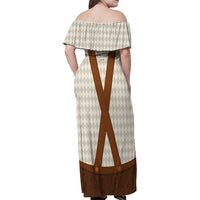 Traditional German Costume - Lederhosen Family Matching Off Shoulder Maxi Dress and Hawaiian Shirt Old Vintage Bavarian Pattern - Wonder Print Shop