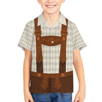 Traditional German Costume - Lederhosen Family Matching Short Sleeve Bodycon Dress and Hawaiian Shirt Old Vintage Bavarian Pattern - Wonder Print Shop