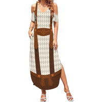 Traditional German Costume - Lederhosen Family Matching Summer Maxi Dress and Hawaiian Shirt Old Vintage Bavarian Pattern - Wonder Print Shop