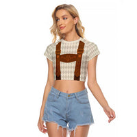 Traditional German Costume - Lederhosen Raglan Cropped T Shirt Old Vintage Bavarian Pattern - Wonder Print Shop