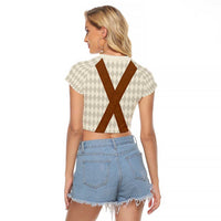 Traditional German Costume - Lederhosen Raglan Cropped T Shirt Old Vintage Bavarian Pattern - Wonder Print Shop