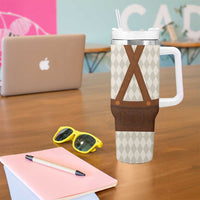 Traditional German Costume - Lederhosen Tumbler With Handle Old Vintage Bavarian Pattern - Wonder Print Shop