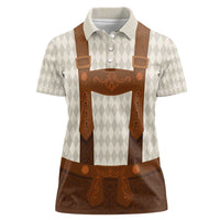 Traditional German Costume - Lederhosen Women Polo Shirt Old Vintage Bavarian Pattern - Wonder Print Shop