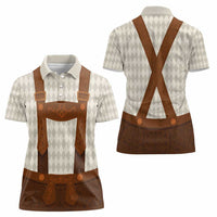 Traditional German Costume - Lederhosen Women Polo Shirt Old Vintage Bavarian Pattern - Wonder Print Shop