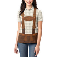 Traditional German Costume - Lederhosen Women Polo Shirt Old Vintage Bavarian Pattern - Wonder Print Shop