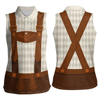 Traditional German Costume - Lederhosen Women Sleeveless Polo Shirt Old Vintage Bavarian Pattern - Wonder Print Shop