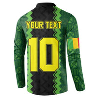 Custom Mali Football Button Sweatshirt Les Aigles-Green Gold and Red