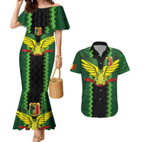 Custom Mali Football Couples Matching Mermaid Dress and Hawaiian Shirt Les Aigles-Green Gold and Red