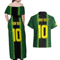 Custom Mali Football Couples Matching Off Shoulder Maxi Dress and Hawaiian Shirt Les Aigles-Green Gold and Red
