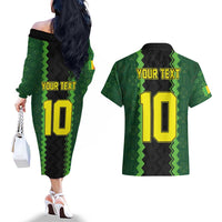 Custom Mali Football Couples Matching Off The Shoulder Long Sleeve Dress and Hawaiian Shirt Les Aigles-Green Gold and Red