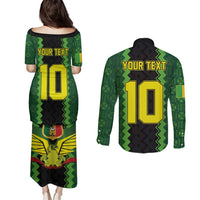 Custom Mali Football Couples Matching Puletasi and Long Sleeve Button Shirt Les Aigles-Green Gold and Red