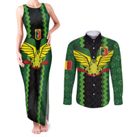 Custom Mali Football Couples Matching Tank Maxi Dress and Long Sleeve Button Shirt Les Aigles-Green Gold and Red